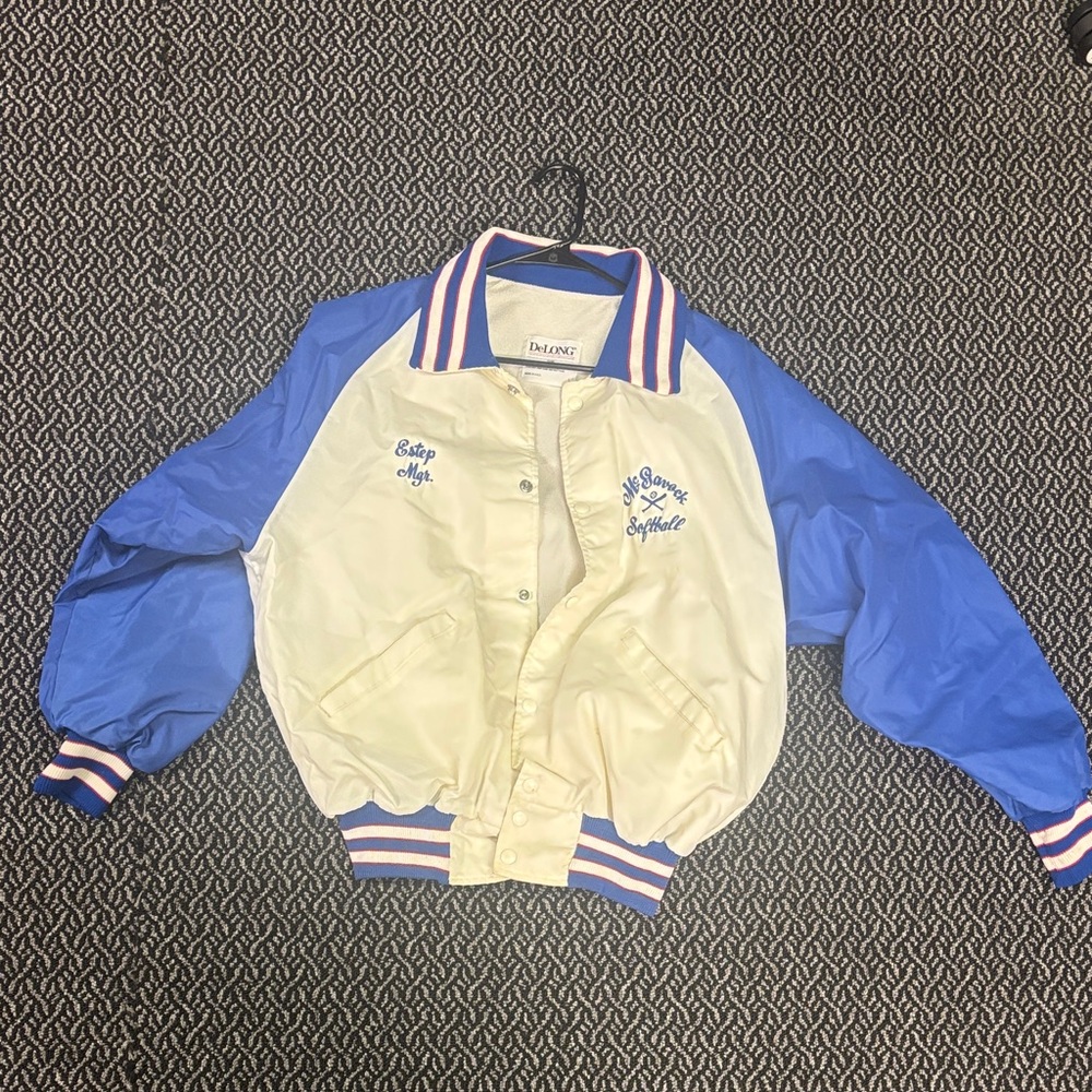 The Fence Blue and White Varsity Jacket